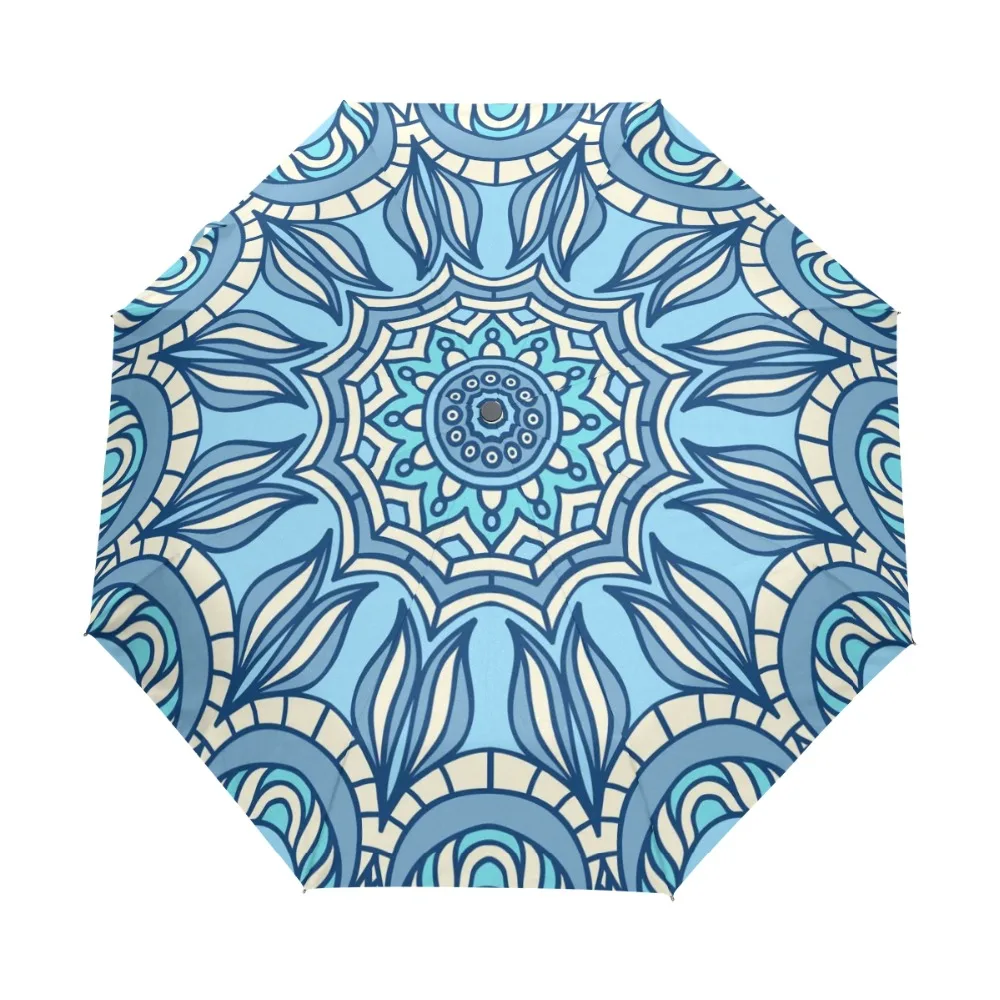 

Blue Indian Mandala Bohemian Pattern Umbrella Fully Automatic Folding Umbrella for Men Adult Parasol Paraguas Women Umbrellas