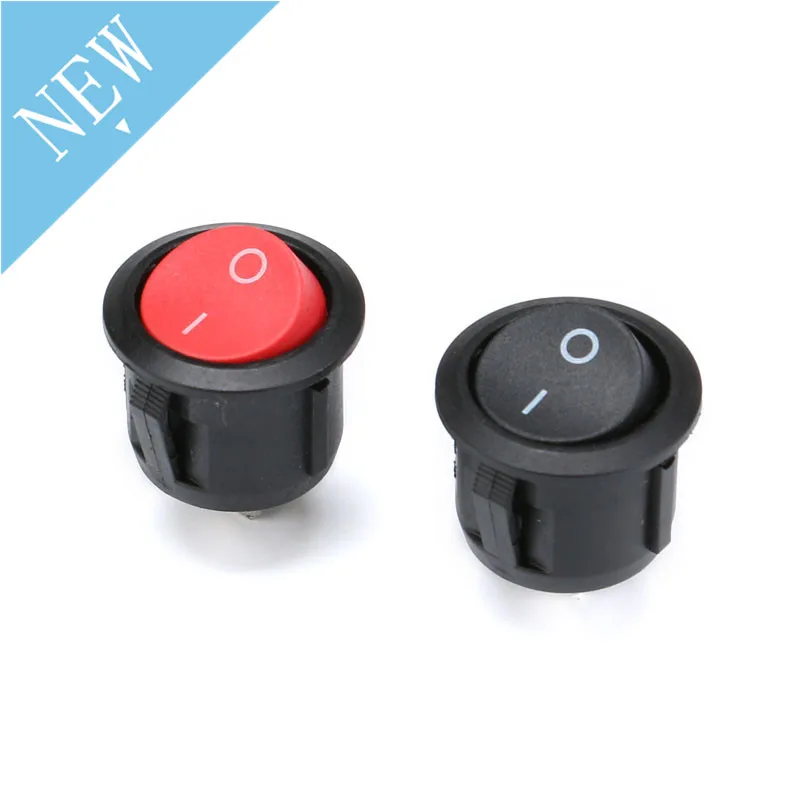 Tắt/Mở Vòng Đính Đá Móc AC Công Tắc 6A/250V 10A/125V ON-OFF Trên ngoài Khơi Nhựa Nút Ấn Công Tắc 2pin 3pin Đỏ Đen