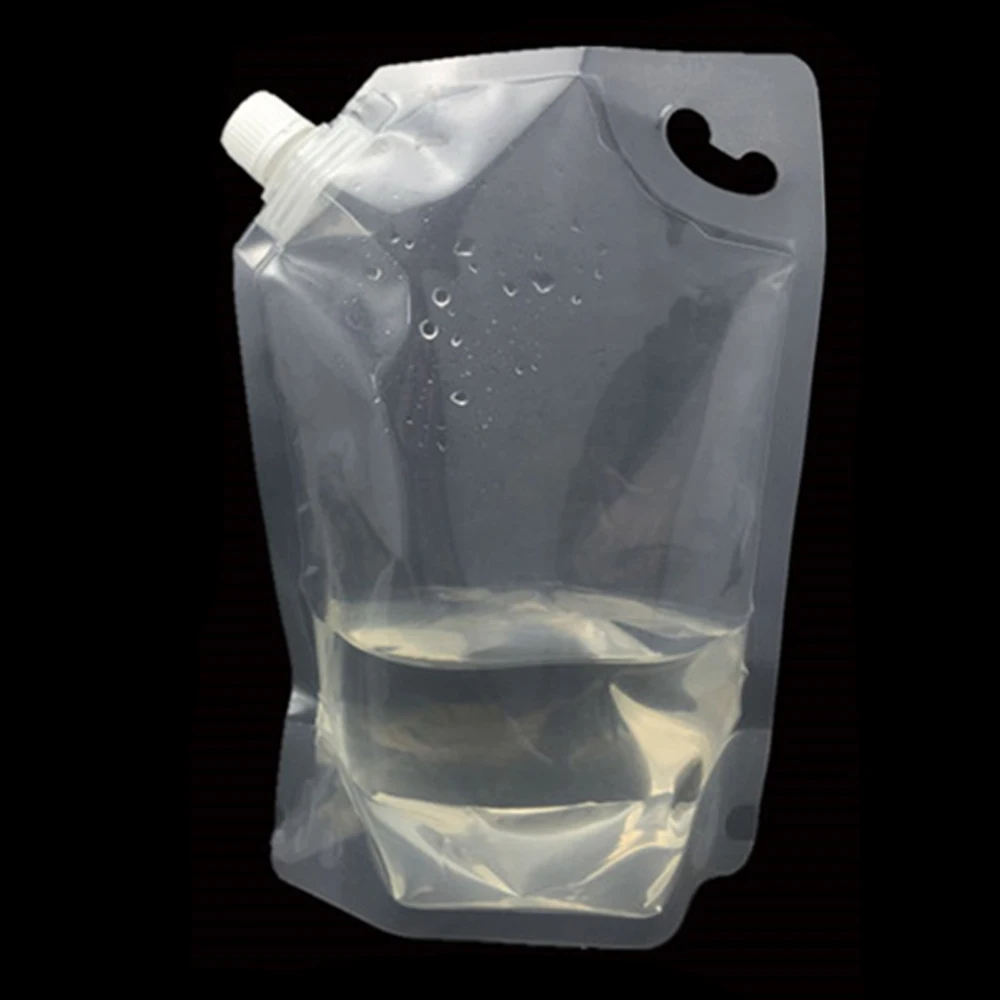 20 Piece White / Clear Stand Up Poly Spout Bag Drinking Juice Soybean Milk Doypack Spout PE Plastic Storage Pouch Jelly Wine Bag