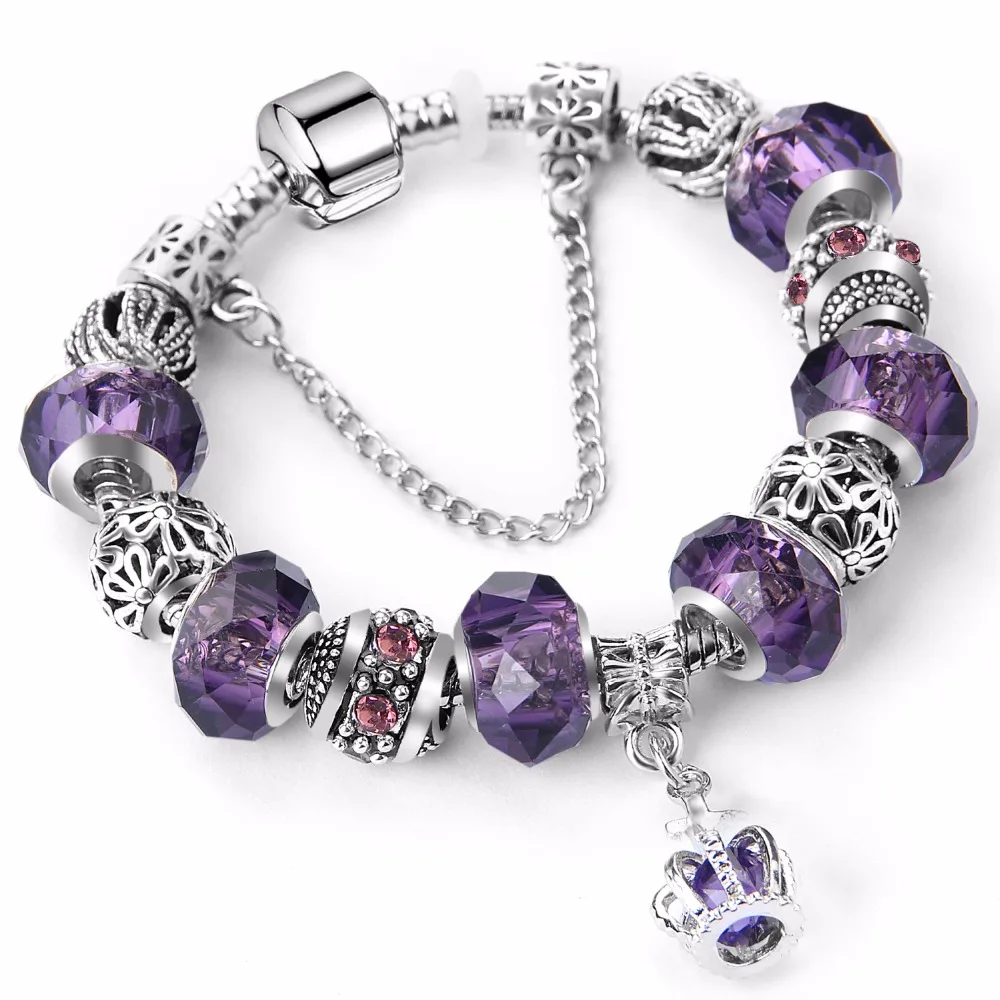 Plated Charm Bracelets for women with a beautiful Murano Beads Pa Original bracelet for women jewelry gift