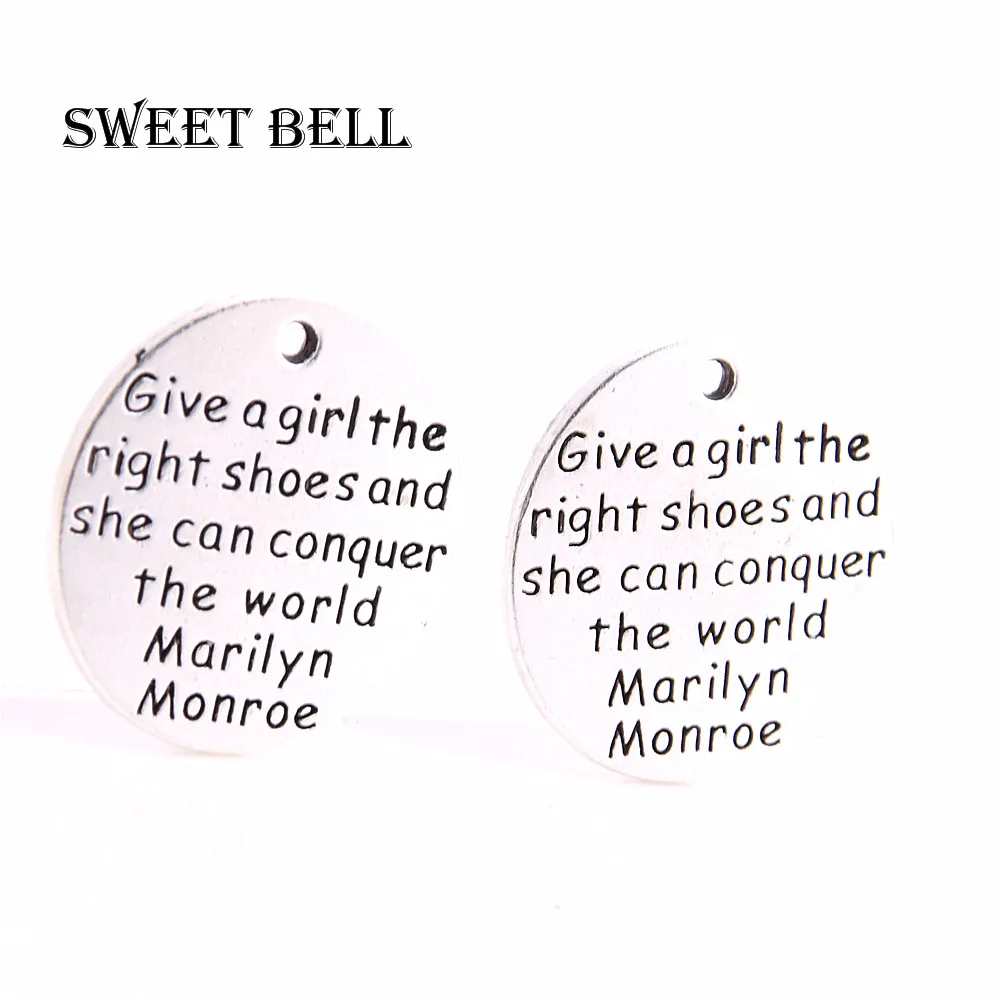 SWEET BELL 20 Pcs two color metal Zinc Alloy Round Cameo Alphabet Letter Pendant Charm  Fit Jewelry Necklace Charms Making 4A562