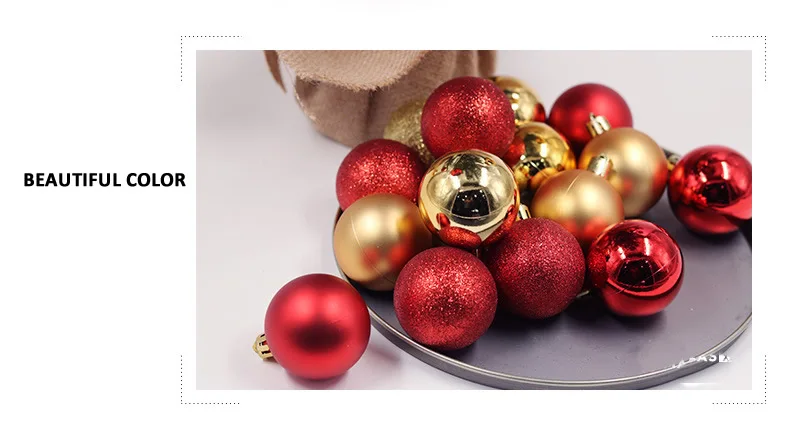Neue 24 teile/los 8 cm Farbe Dekoration Ball Weihnachten Baum Hängen Ornamente Glänzende Flitter Ball Für Home House Bar party Decor – Detail 12