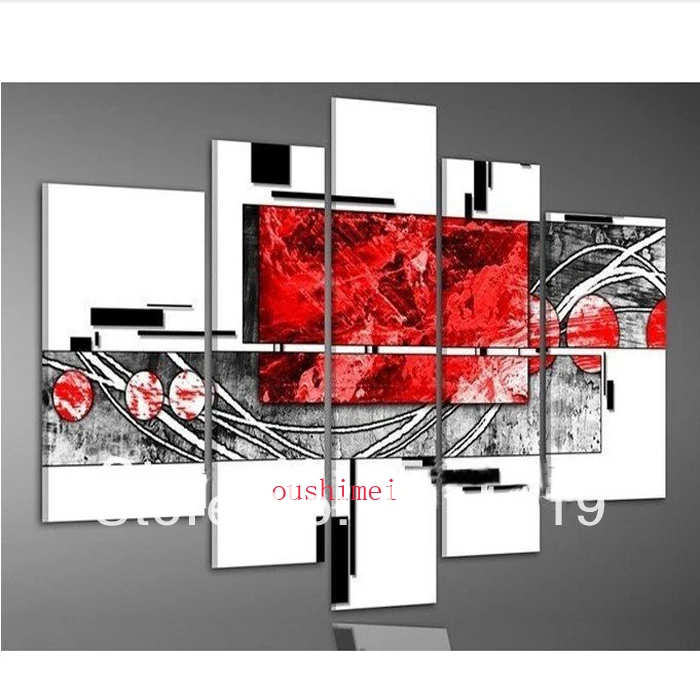 

Top Skill Hand-painted Modern Abstract Red Black White Fine Wall Art Oil Painting on Canvas Hang Painting Craft for Home Decor