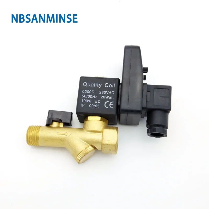 

NBSANMINSE SR-B-15 G1/2 1.6 Mpa Automatic Electronic Drain Valve Air Compressor Auto Drain DC24V AC220V Brass Solenoid Valve