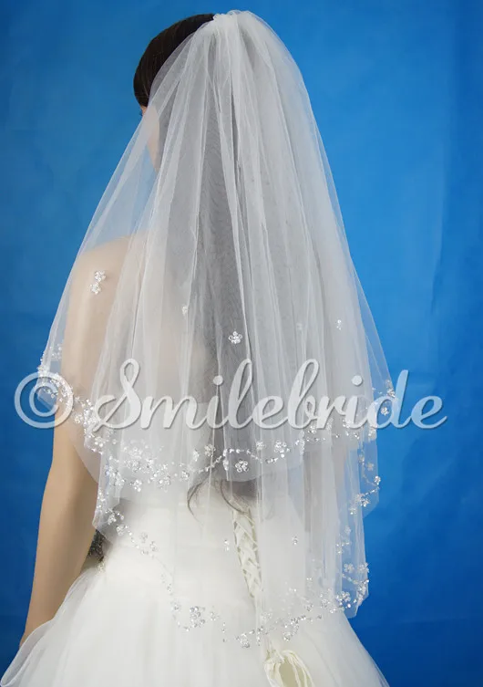 2 Layer Bridal Veil Elbow Length Wedding Veil with Comb