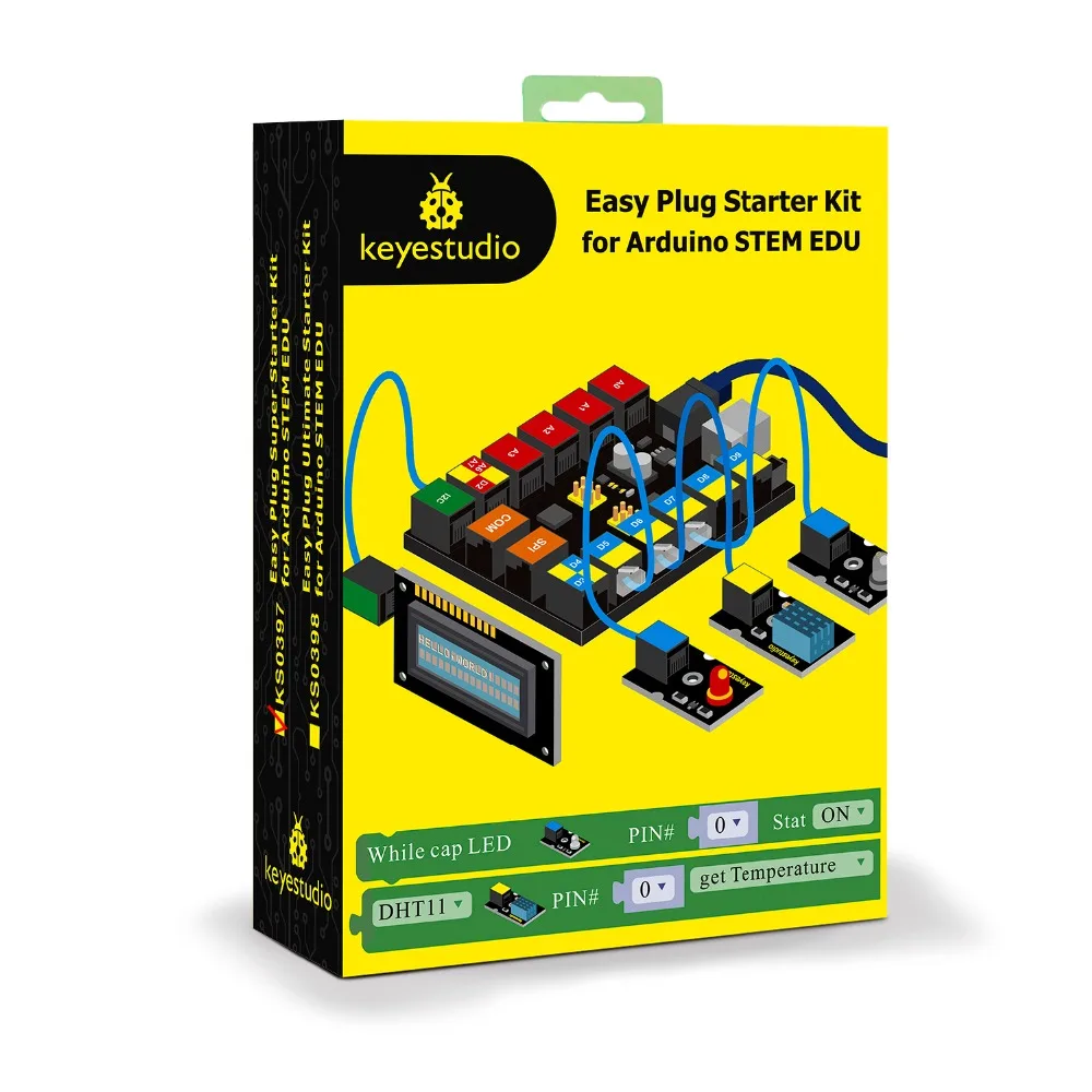 2022 NEW!Keyestudio EASY PLUG RJ11 Super Starter Learning Kit For Arduino STEM EDU/Compatible With Mixly Block Coding