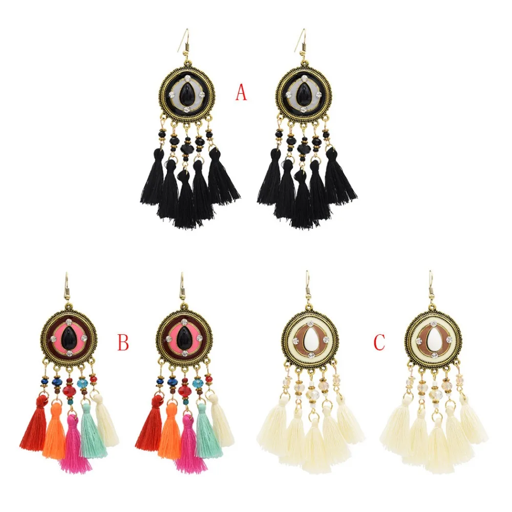 Women's Color Colorful White Tassel Drop Earrings Festival Fashon Jewelry Hippie Earrings Turkey/Pakistan/Thailand/Boho/Indian