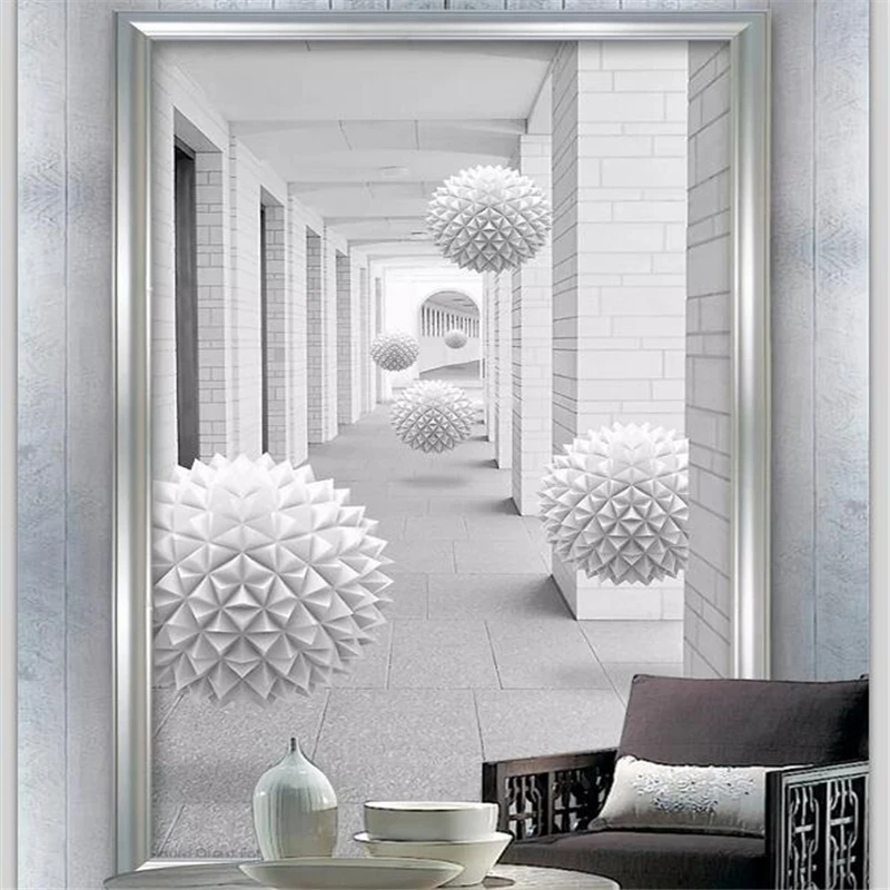 

wellyu Custom wallpaper fresco 3D photo murals round ball staircase living room hallway entrance wallpaper 3d papel de parede