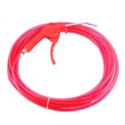 Red 32.8Ft 10M 6mm x 4mm PU Polyurethane Hose Pipe Tube w Air Blow Gun Free shipping