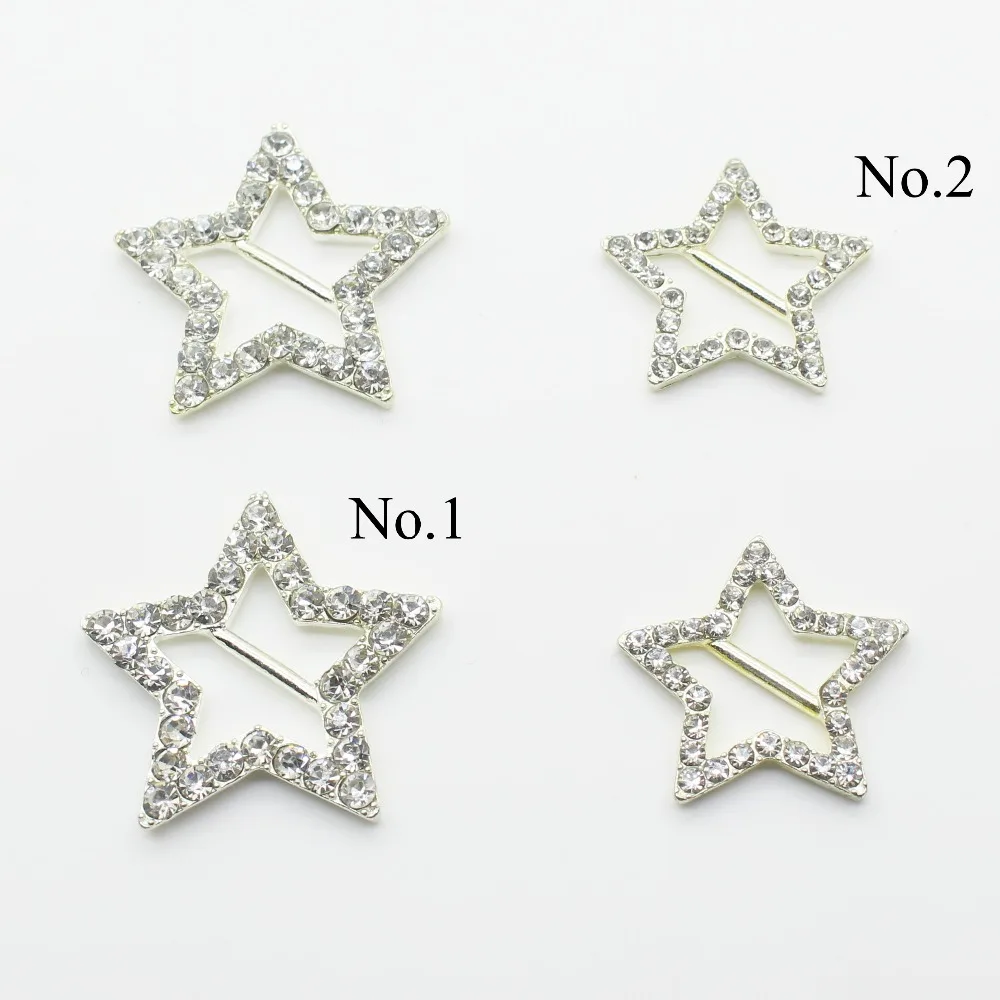 33mm/ 26mm 10Pcs Metal diamond buckles Star-Shaped DIY Crystal invitation card decoration Wedding Ribbon Slider Hair Accessories