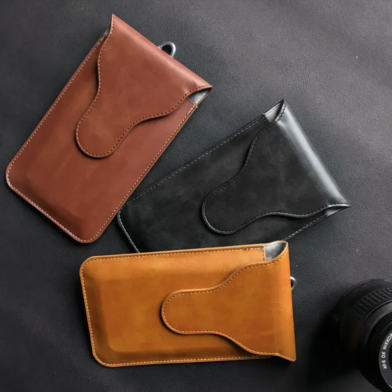 luxury pouch PU leather phone flip multifunctional cover waist holster mobile phone bag Vertical Case For All Phone 6.8