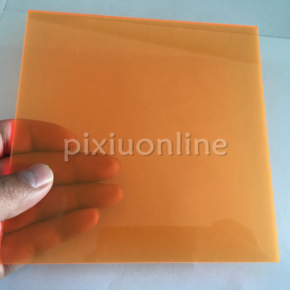 

1pc J587b Transparent Acrylic Board Orange Color Super Clear High Quality 15*15cm Square Plastic Sheets Thickness 2.3mm Shanghai