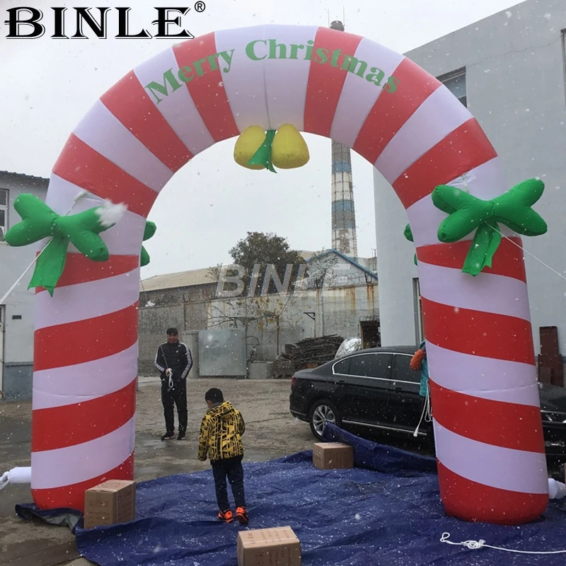 Custom red and white strips promotional Oxford event christmas inflatable archway arch gate for outdoor decoration