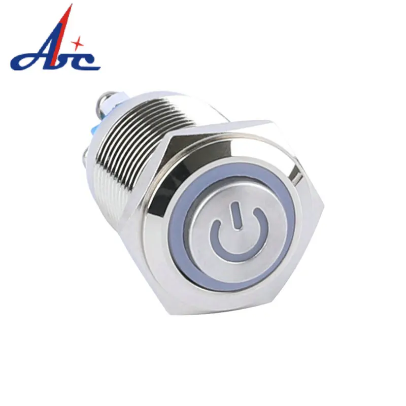 

New Arrival 2V/3V/6V/12V/24V/36V/48V Power Logo Illuminated 16mm Latching Switch Push Button