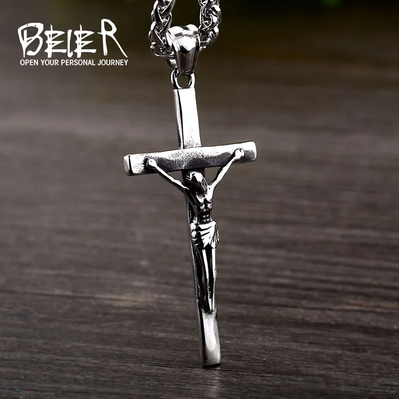 Beier 316L stainless steel Religious Cross Men's Pendant Necklace Punk Pagan High Quality Jewelry LLBP8-442P