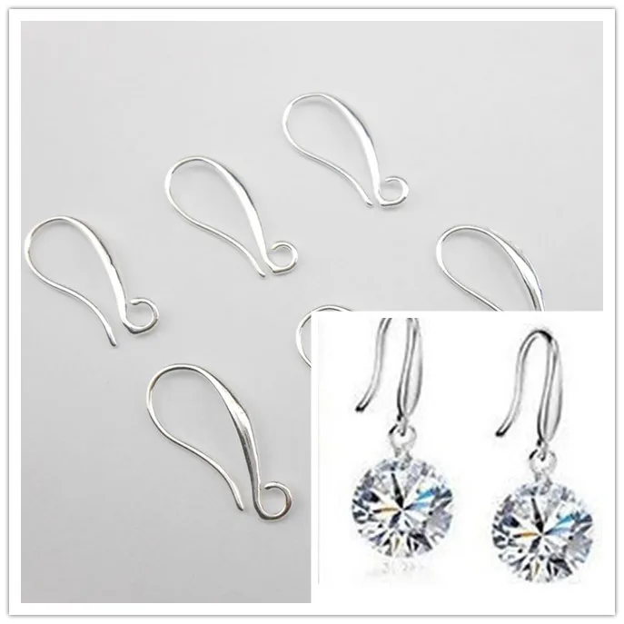 10PCS Free Quick Shipping Hot Jewelery Accessories 925 Silver Hook Earrings Pinch Smooth Ear Earrings Connector Ladies Gifts