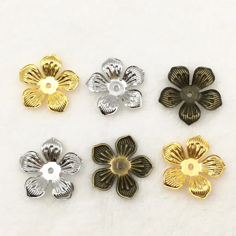 50 pieces 22mm 3 Colors Metal Filigree Flowers Slice Charms Base Setting DIY Jewelry Components Findings