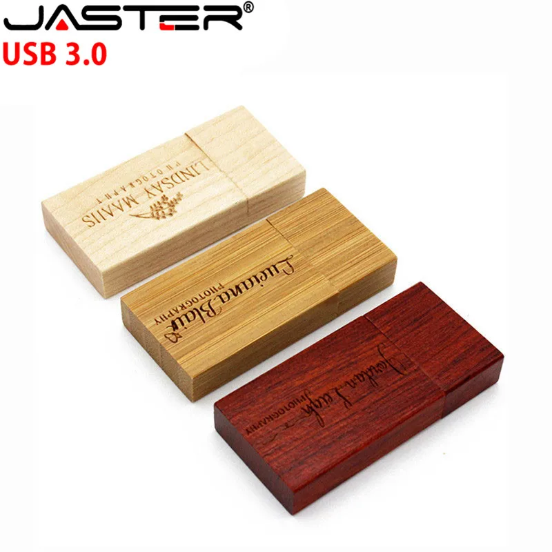 JASTER USB 3.0 Wooden block  Flash Drive red wood pendrive 4GB 8GB 16GB 32GB 64GB Pen  Memory Stick U Disk gift