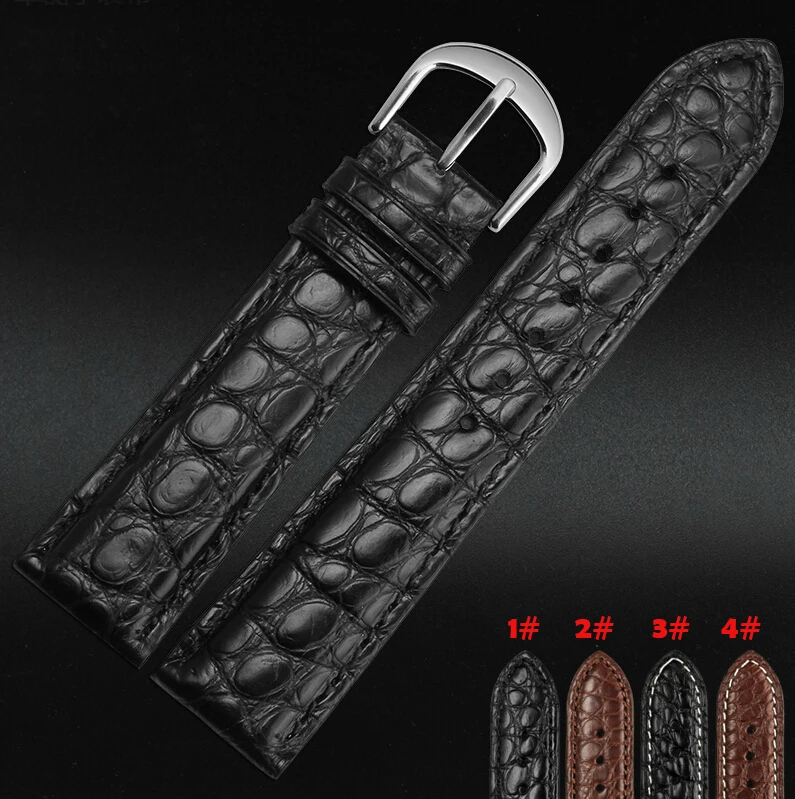 

18mm 20mm 21mm 22mm New Mens Black Brown Alligator Leather Watch Strap Band Deployment Watch buckle