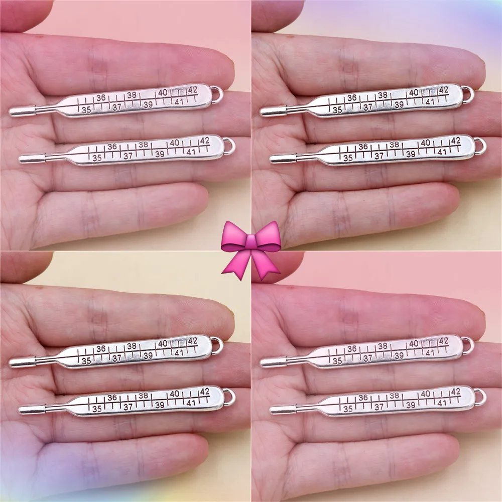 4pcs Silver Plated 3D Mercury Thermometer Charm Hip Hop Necklace Bracelet DIY Metal Jewelry Alloy Pendants A1016