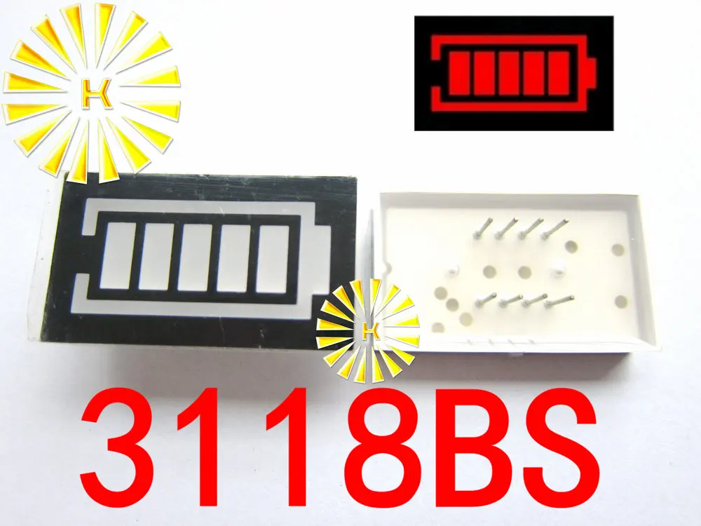 

50PCS x 5 Segment Red Color Battery Style LED Digital Tube Display Common Anode 3118BS Light Beads