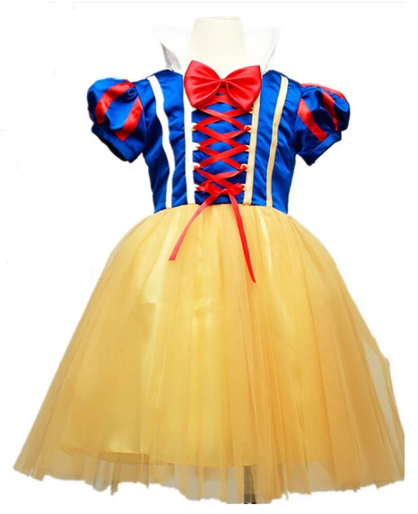 Fantasia infantil branca de neve, vestido de princesa com laço e tiara, frete grátis