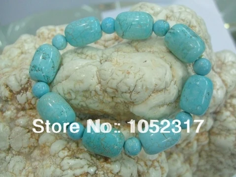 

New Wholesale 6pcs Round Stone howlite Bead inlay Cylindric Bracelet Elasticity Adjustable Simple Style Unisex Gift