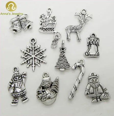 

Free Shipping 2016 New Tibetan Sliver XMAS Christmas Theme Santa Snowman tree star charms Finding Making Wholesales,200pcs/lot