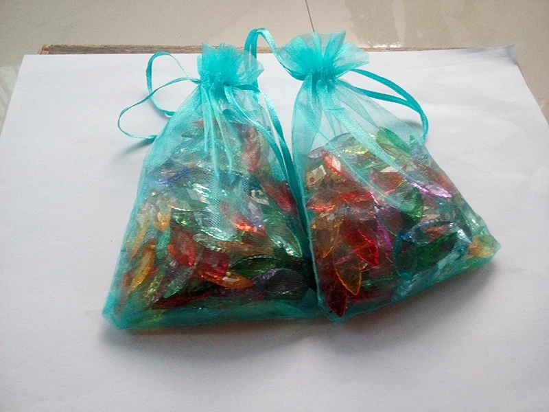 

500pcs 13*18 lake Blue gift bags for jewelry/wedding/christmas/birthday Organza Bags with handles Packaging Yarn bag