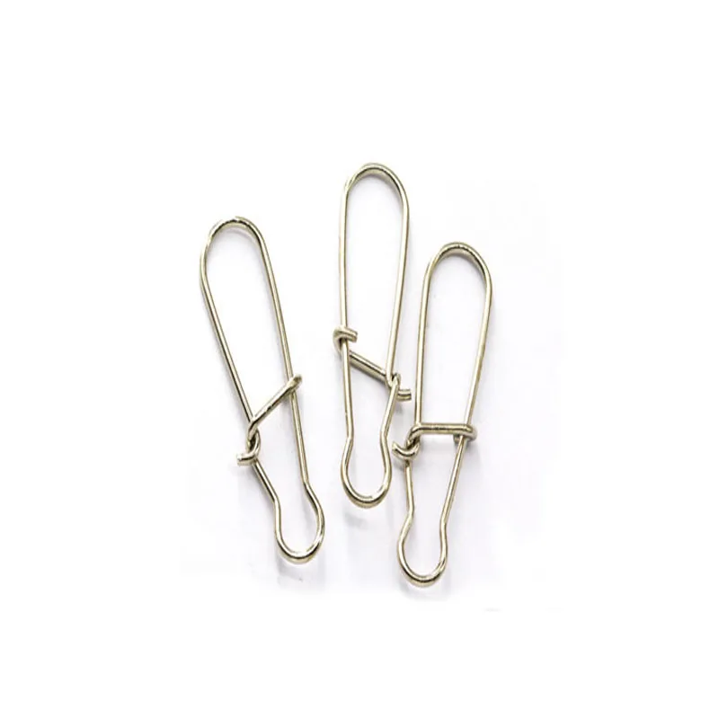 20pcs Hooked Snap Pin Stainless Steel Fishing Barrel Swivel Safety Snaps Hook Lure Accessories Connector Snap Pesca