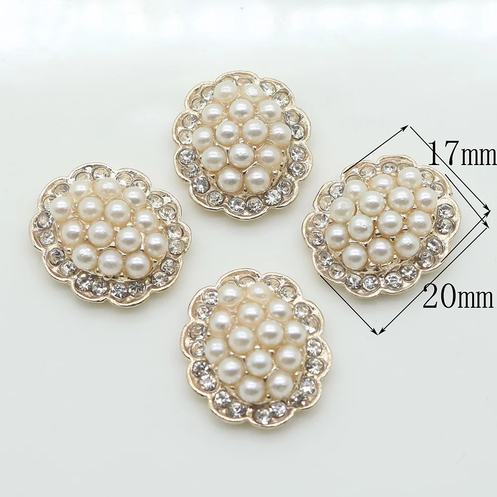 Oval Pearl Rhinestone Buttons, Girl Hair Accessories, Metal Buttons, Wedding Invitation, Shiny, DIY, 2017, New, 10 Pcs, 17x20mm