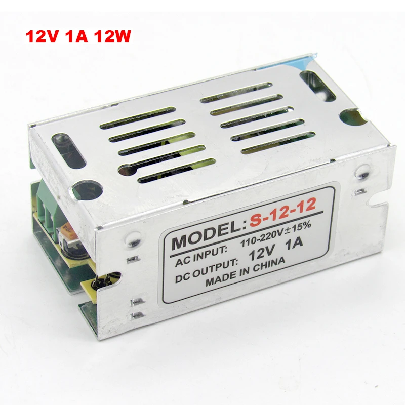 DC12V 1A 12W Switching power supply 12v 1a led driver ac-dc power 110V 220V to 12V light transformer for led strip module lights