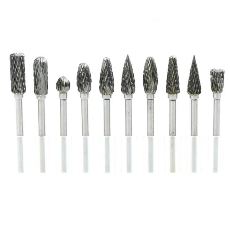 

10pcs Tungsten Carbide Burs Sets Rotary Mini Drill Accessories Dremel Drill Grinding Burrs Tungsten Sharpening Drill Bits