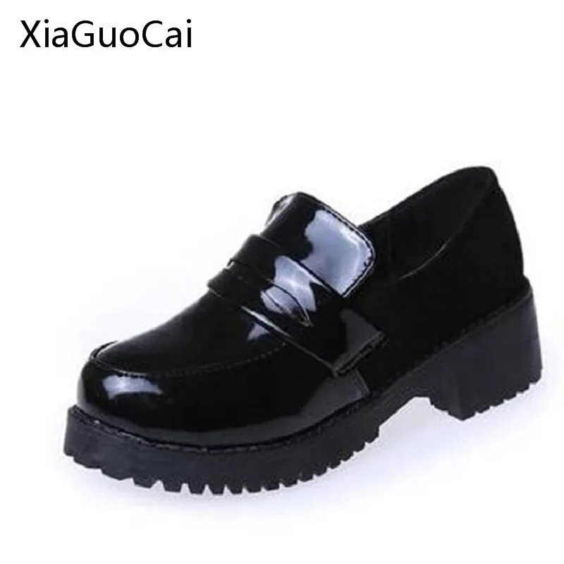 

JK Japanese Shoes Middle School Shoes Girls Black Leather Round COS Animation Festival Maid Uniform Shoes Wedge Shoes X507 50