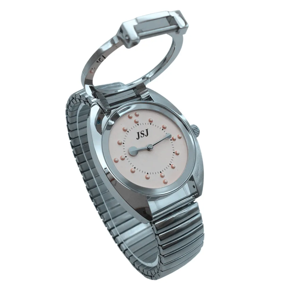 Montre tactile en braille pour femme, 6 000 bracelets, cadran rose