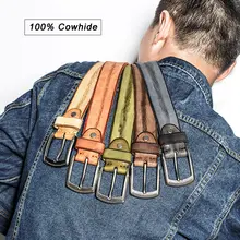 Men's Leather Belt with Metal Pin Buckle #3