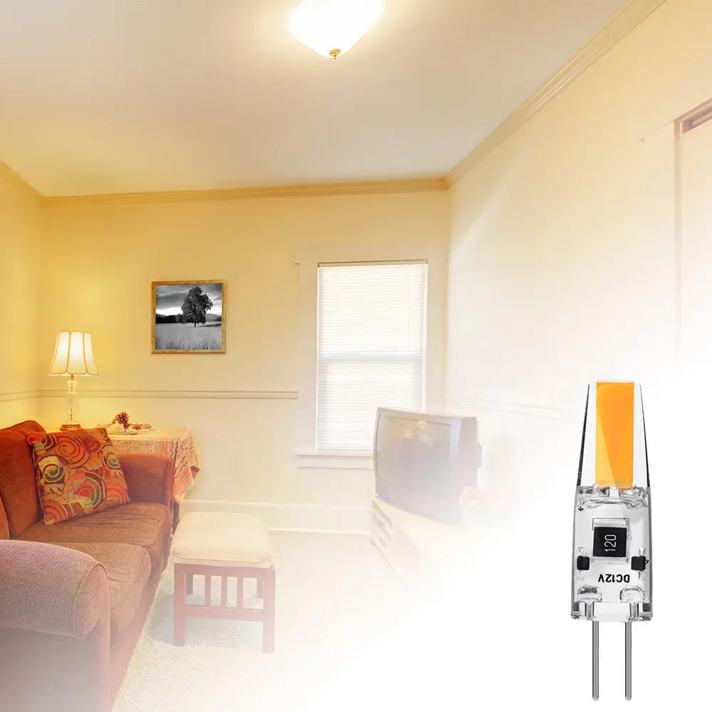 LED G4 لمبة ، 2 واط (ما يعادل 25 واط G4 مصباح هالوجين) ، 2700K 210LM الأبيض الدافئ ، ثنائي دبوس COB تيار مستمر 12 فولت مصابيح إضاءة للمناظر الطبيعية ، 10X