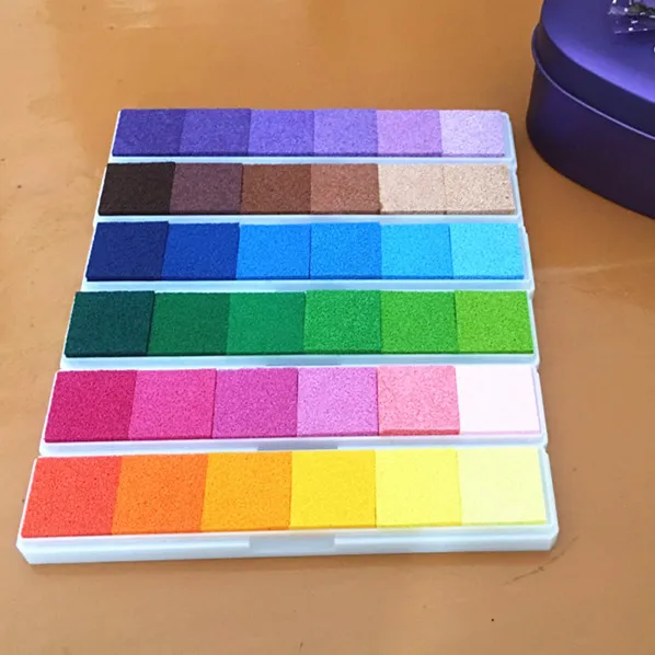 6colors/set Long Inkpad Craft Oil Based Diy Ink Pads for Rubber Stamps Scrapbook Fingerprint Stamp Pad Kids Art Supply