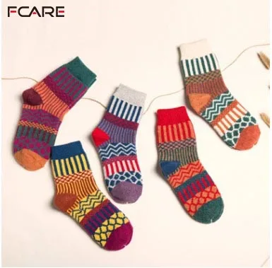 

Fcare 10PCS=5 pairs Fashion thick female socks 36 to 39 EU women warm winter rabbit wool socks