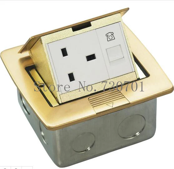 Pop up Stainless Steel Floor Boxes/Floor Sockets with RJ45/RJ11,Silver/Gold ,EU/UK/USA/AU power Free Shipping