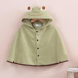 Hooyi Fleece Baby Coats Autumn Baby Boy Cloak Newborn Cape Girls Shawl Infant Coats Frog Strawberry Duck Leopard Hooded Mantle