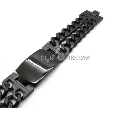 Black Stainless Steel Heavy Cuban Curb Wristband Chain ID Bracelet for husband / father gifts 8.66\'\' 22mm