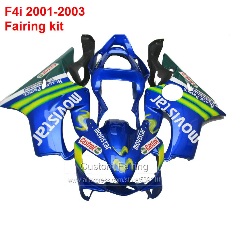 Blue Fairing kit For HONDA CBR600 F4i 01 03 02 2001 Free custom sticker Injection molding fairings xl34