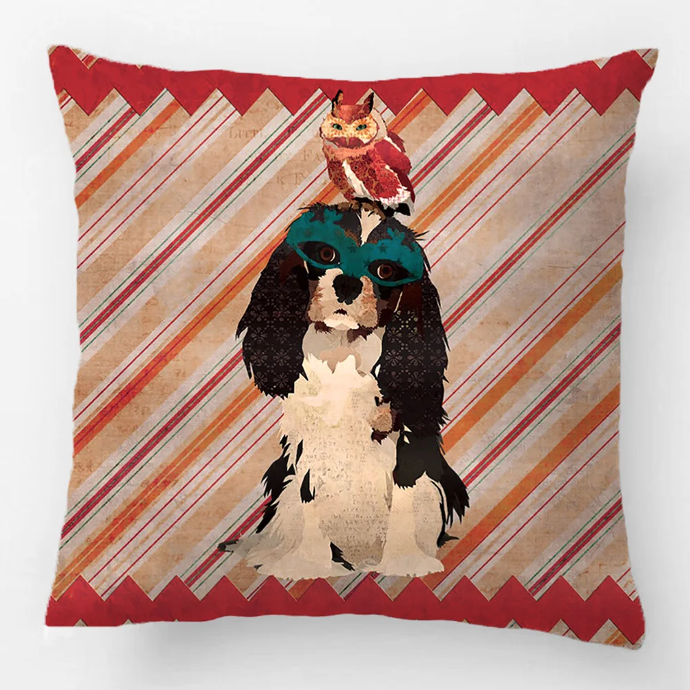 Masquerade Spaniel & Owl Wedding Decorative Cushion Cover Pillow Case Customize Gift By Lvsure For Car Sofa Seat Pillowcase