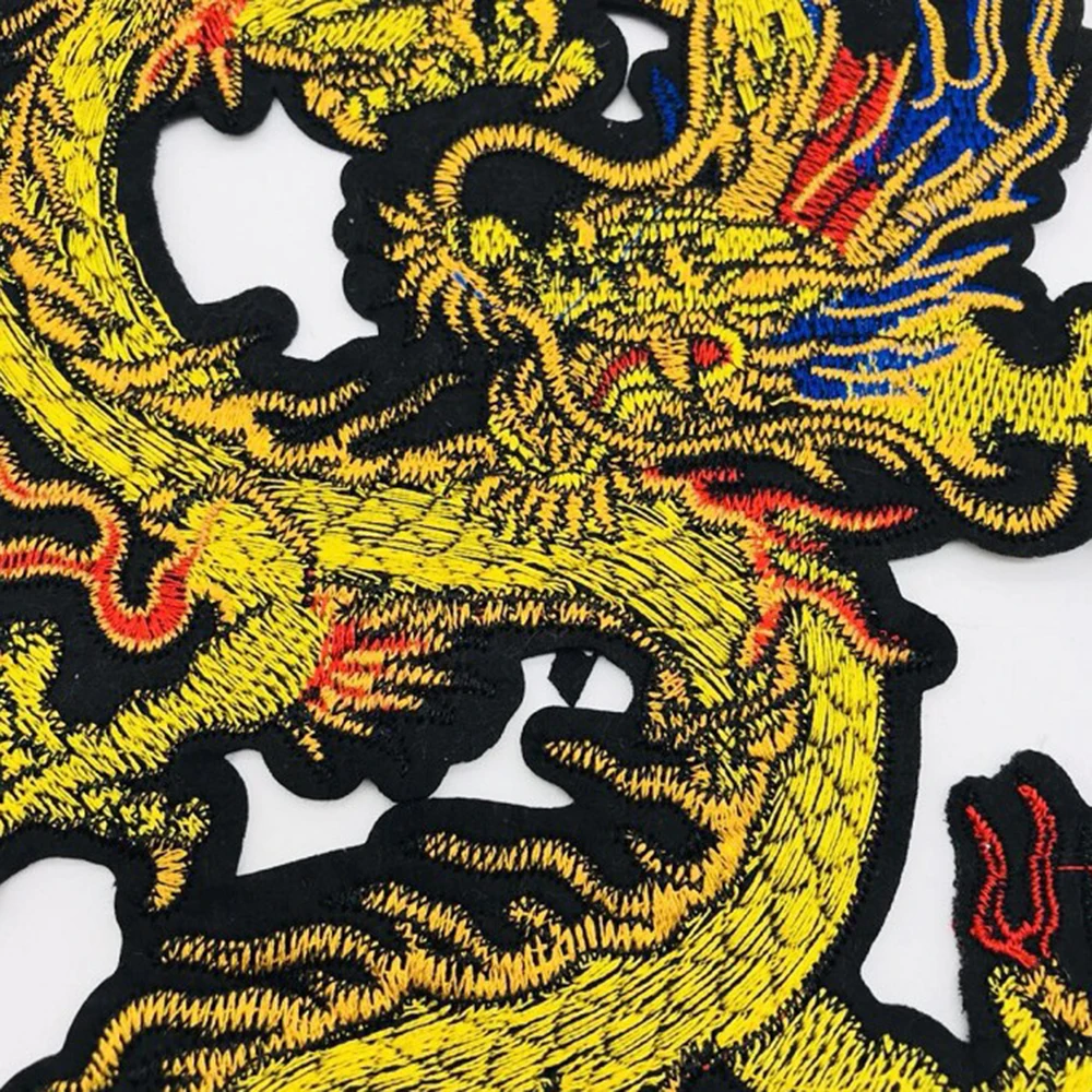 Chinese Dragon embroidery patch Sequin Sew Patches Clothes Applique Embroidery Cartoon Applique Embroidery patch Accessories