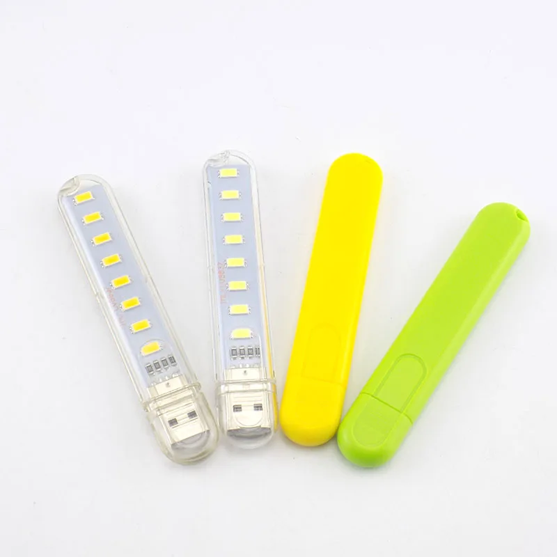 8 led Lamp Power Bank Lighting Note Portable Laptop Night Light For Camping reading PC green warm white Mini Computer
