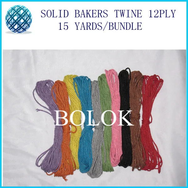 

solid bakers twine 15yards/bundle 2mm 12 ply 100pcs/lot solid DIY twine,plain divine twine 10 color wholesales by free shipping