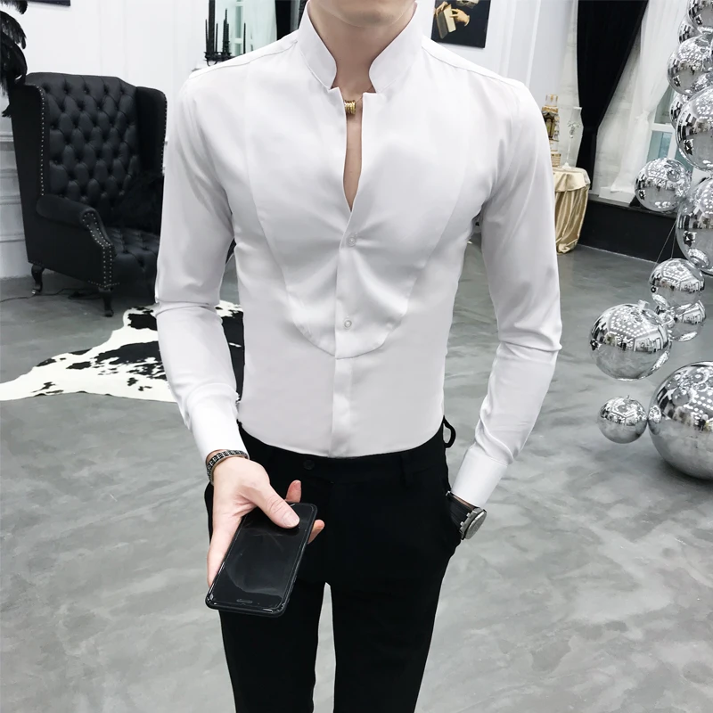 

2018 Autumn White Shirts Mens Dress Gotich Mens Shirts Luxury Baroque Shirts Mens Wedding Chemise Homme Party Camisa Social Slim