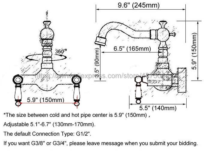 Imagem -03 - Cobre Antigo Torneiras de Lavatório Montado Parede Dupla Alça Dupla Buraco Pia do Banheiro Lavatório Torneira Misturadora de Água Nrg035 Vermelho
