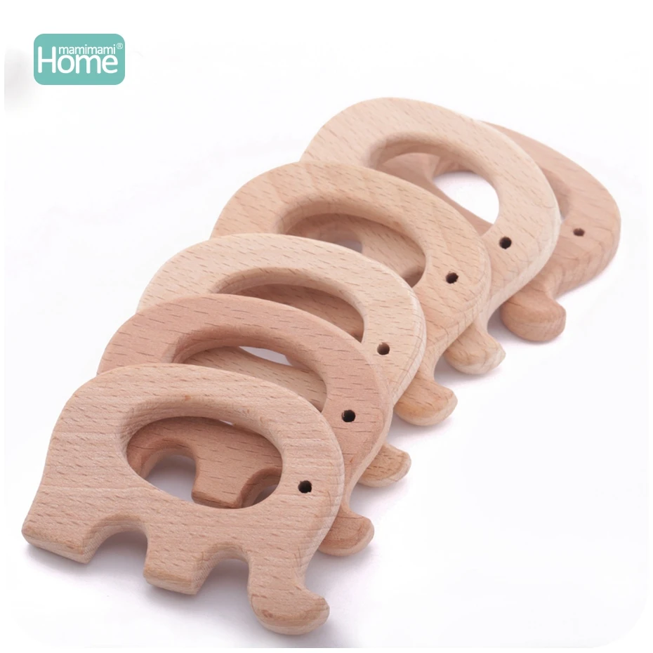 Mamimamihome bebê montessori brinquedos educativos 10pc elefante de madeira faia mordedor de madeira pulseira brinquedos para recém-nascidos chocalhos do bebê